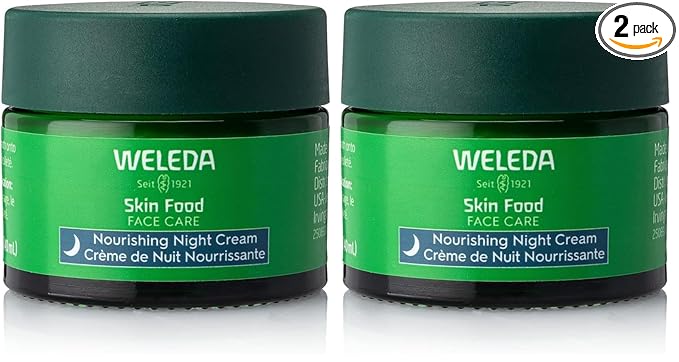 Weleda Skin Food Face Care Nourishing Night Cream,1.3 Fluid Ounce,Plant Rich Moisturizer with Sacha Inchi Oil,Cica and Squalane,(Pack of 2)