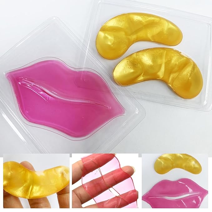 30 Pairs 24K Gold Eye Masks & Lip Mask, Under Eye Patches and Lip Pads,Collagen Crystal Mask Set for Puffy Eyes, Dark Circles, Lip Mask Skincare for Teacher Appreciation Gifts