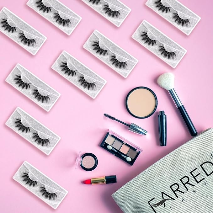 FARRED Wholesale Fluffy Dramatic Bulk Lashes 30 Pairs Pack Individual Box 18mm Volume Faux Mink Eyelash Thick 8D Fake Lash Short Natural Look Eyelashes (F02-30 pairs)