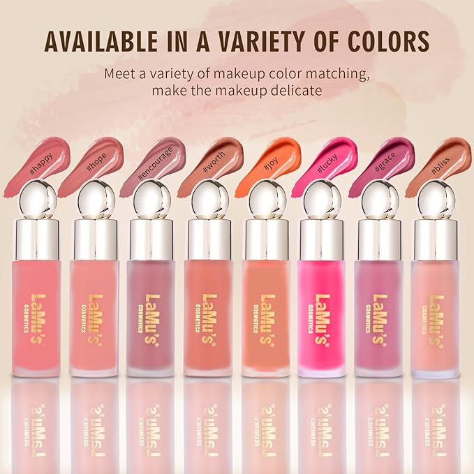 LaMu'S COSMETICS Soft Pinch Weightless Liquid Blush, Long-Lasting Beauty Natural Waterproof Face Liquid Blush For All-Day Wear (Lucky-Hot Pink, 0.25fl.oz/7.5ml)