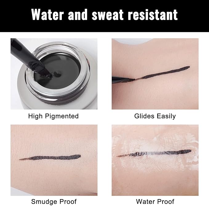Erinde Yellow Gel Eyeliner, Waterproof Cream Eyeliner Gel Pot, High-Intensity Pigments Long Lasting Smudge Proof Eye Liner Eyebrow Makeup, Waterline Matte Eye Liner with 2PCS Brushes, B01 Yellow