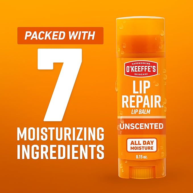 O'Keeffe's Lip Repair Unscented Lip Balm for Dry, Cracked Lips - Stick (Twin Pack) - Moisturizer for Very Dry Lips