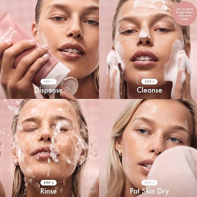 Summer Fridays Morning Trio - Travel Size Pink Dew Gel Face Wash, Cloud Dew Gel Face Moisturizer + CC Me Vitamin C + Niacinamide Serum - Brightening + Hydrating Morning Skin Care Set (3 Count)