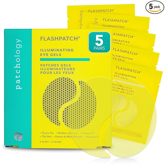 PATCHOLOGY Eye Mask, Brightening Under Eye Patches for Puffy Eyes and Dark Circles, Vitamin C Serum, Dark Circles Under Eye Treatment, Hydrating Eye Patches for women and men (5 Pairs)