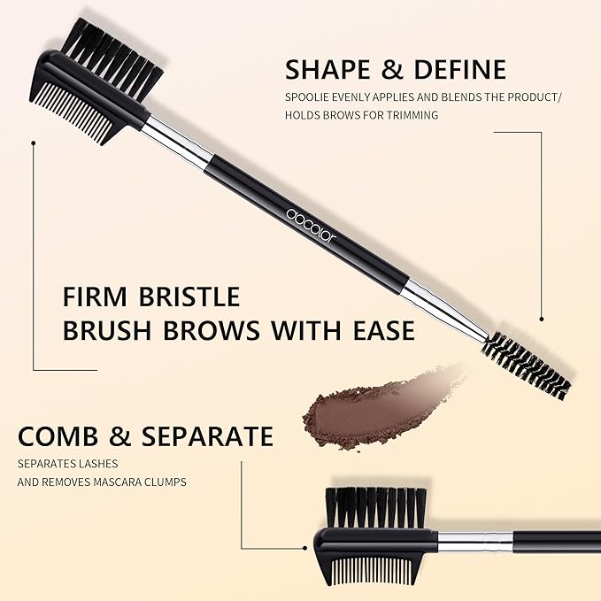 docolor 3 Head Eyebrow Eyelash Shaper Eyelash Comb Double Head Brush Makeup Grooming Tool cosmetic with 3 Different Spoolie Brushes for Separating Lashes, Grooming and Shaping Brow