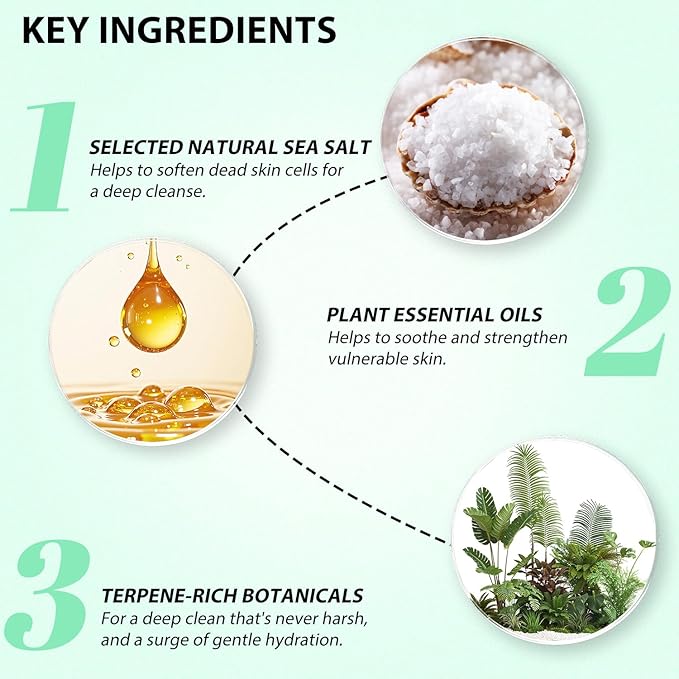 Bee & Flower Sea Salt Scrub Clarifying Bath Soap Gentle Exfoliating Shampoo and Body Wash Lightly Moisturizing Body Scrub to Soften & Smooth Skin - 16.8 Fl Oz