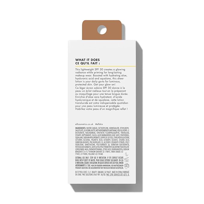 e.l.f. SKIN Suntouchable Whoa Glow SPF 30, Face Sunscreen & Makeup Primer with Hyaluronic Acid, Vegan & Cruelty-Free, Sunburst
