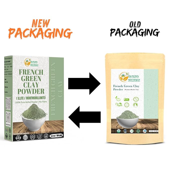 Herbs Botanica French Green Clay Powder 100% Pure & Natural Montmorillonite Clay for Face Masks, Skincare, and DIY Beauty Finely Ground Green Kaolin Clay 5.3 oz Resealable Pack