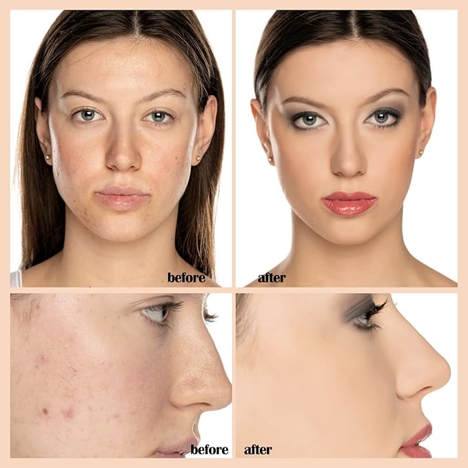 PHOERA Foundation Makeup, Flawless Soft Matte Oil Control Liquid Foundation, Full Coverage Mattle Oil-Control Concealer for Older Women, Great Choice For Gift (#102 Nude(2pcs)）
