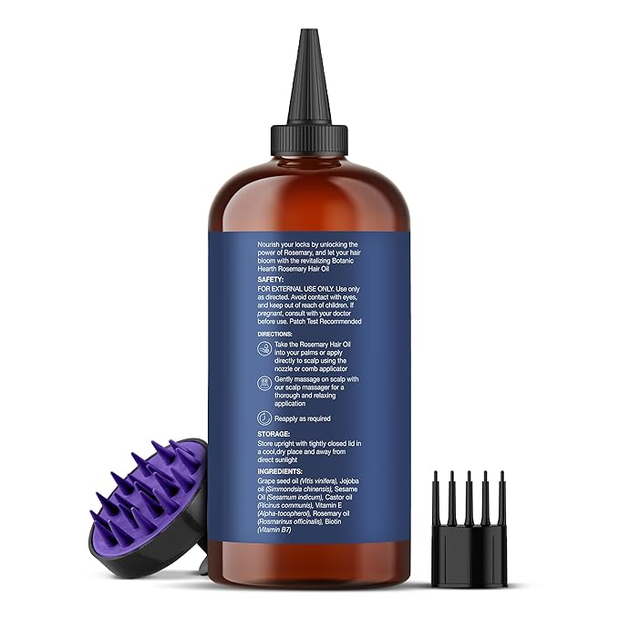 Botanic Hearth Hair Oil for Hair Growth | Rosemary Oil for Hair Growth with Biotin, Castor & Jojoba | Hair Relaxers & Dry Scalp Treatment | Color Safe | All Hair Types | 16 Fl Oz