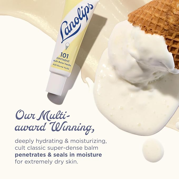 Lanolin 101 Multipurpose Ointment - Lanolin Lip Balm & Healing Ointment for Skin Barrier Repair - Moisturizer for Dry Lips, Cuticles & Elbows - No Petroleum - Online Exclusive - Vanilla (0.35 oz)