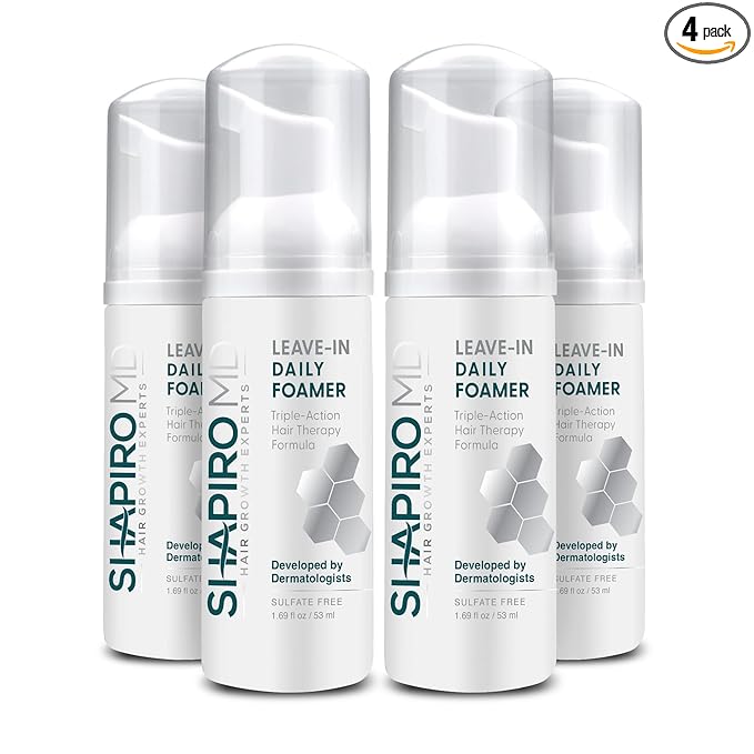 Shapiro MD Hair Growth Experts Leave-In Daily Foam, DHT Fighting Vegan Formula for Thinning Hair Developed by Dermatologists, Experience Healthier, Fuller & Thicker Looking Hair - 4 Month Supply