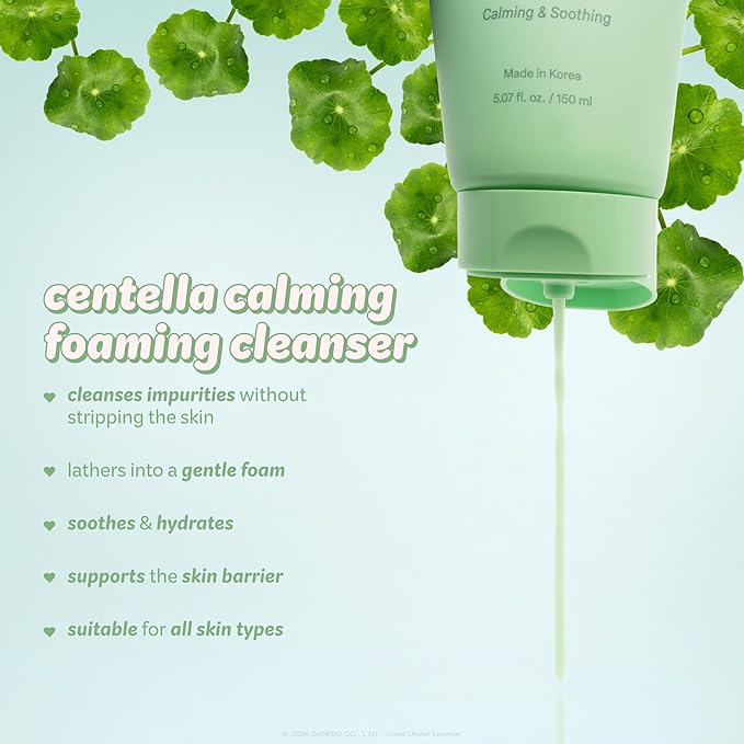The Crème Shop x Hello Kitty and Friends Centella Calming Foaming Cleanser, Daily Face Wash with Hydrolyzed Hyaluronic Acid, Non-Drying, Korean Skincare (5.07 fl oz)