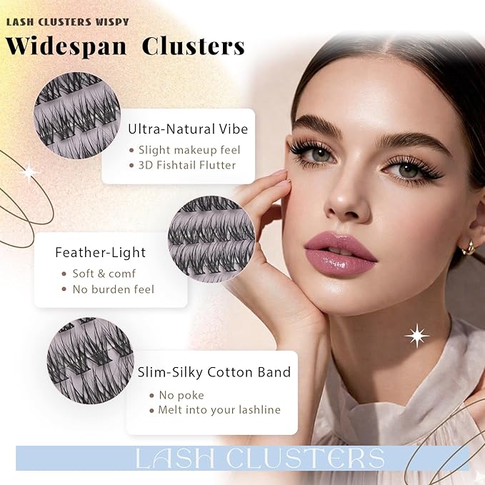 Wispy Lash Clusters Kit, Natural Lash Cluster Eyelash Extensions 320 Pcs C Curl 10-16mm Individual Fluffy False Eyelashes Thin Band DIY Kit for Beginners at Home