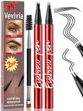 Vevivia 2 Pack Eyebrow Pen with Brush, 4 Tip&2 Tip Waterproof Eyebrow Pencils for Women, Microblading Eyebrow Pencils for All Brow Types to Create Hair-Like Brows, Non Dry Out, All-Day Wear,Black