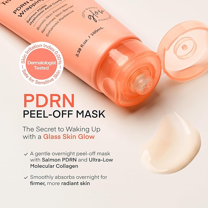 TEREZ & HONOR PDRN Overnight Wrapping Peel Off Facial Mask: Hydration & Skin Support, Salmon PDRN & Hyaluronic Acid Complex, Dermatologist Tested, Korean Skin Care 3.4 FL OZ / 100mL 2Pcs