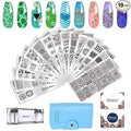 Biutee 19pcs Nail Stamp Plates set 15 plate 1Stamper 2Scraper 1storage bag Nails Art Stamping Plate Scraper Stamper Set Leaves Flowers Animal Nail plate Template Image Plate