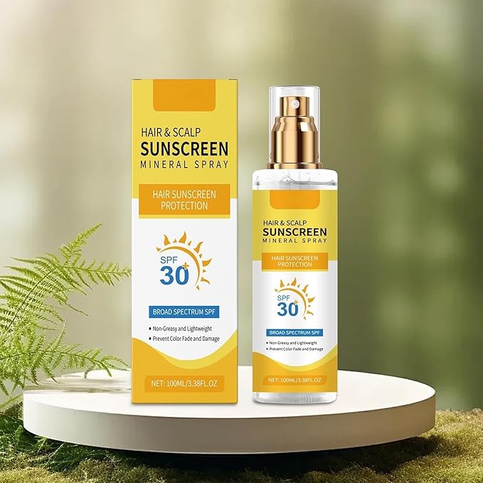 Hair & Scalp Sunscreen Spray SPF 30+, UV Protection Spray for Hair & Scalp, Lightweight Non-Greasy Water-Resistant Formula, Ideal for Outside (1pc)