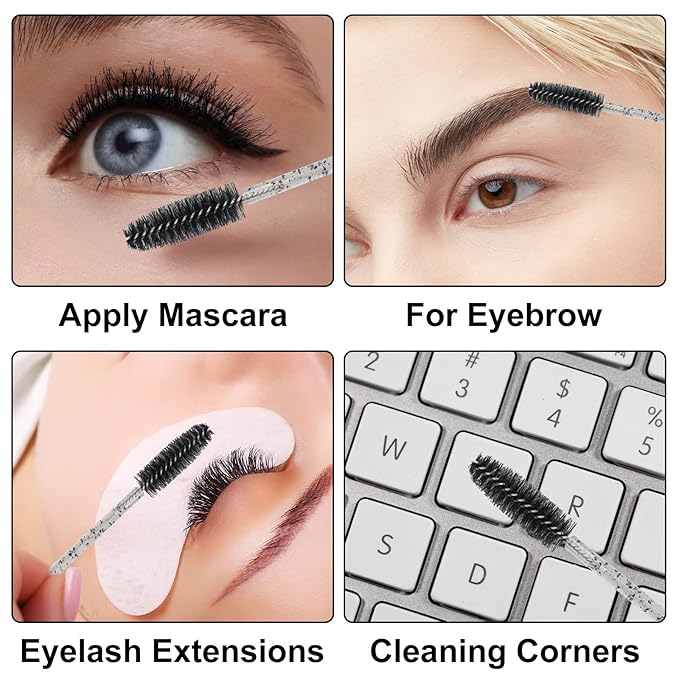 G2PLUS 100pcs Eyelash Brush Lip Brush, Dual Ended Eyelash Extension Brush, Black Mascara Wands and Lipstick Applicator, Portable Makeup Brush for Eyebrow, Lip Gloss and Lash Extension