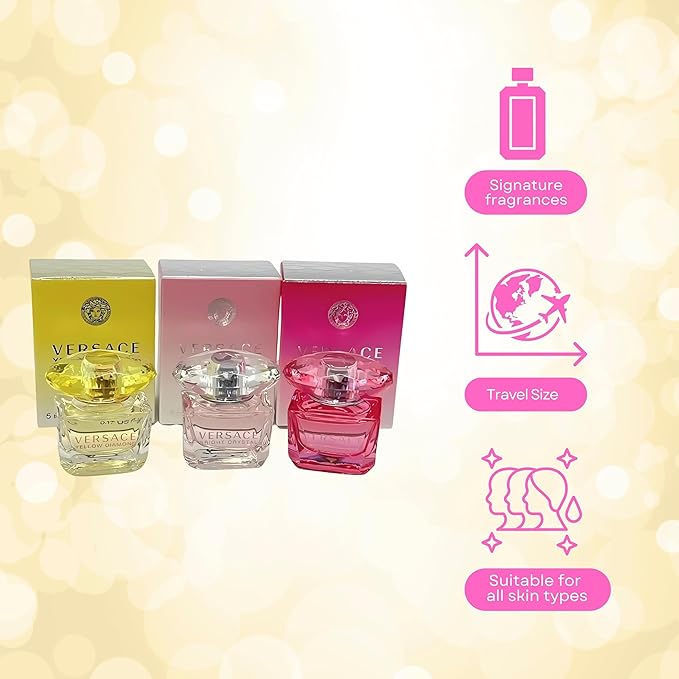 Versace Perfume Gift Set for Women – Mini Variety Gift Set Trio Collection – Absolu, Bright Crystal, Yellow Diamond | for Women