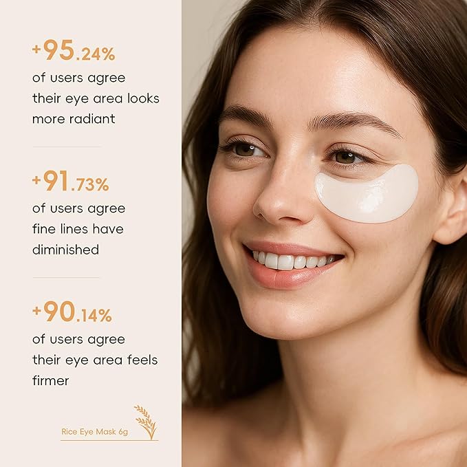 Rice Eye Mask, Under Eye Patches Collagen Pads for Puffy Eyes, Dark Circles, Bags and Wrinkles, Relieves Pressure and Reduces Wrinkles (5 Pairs)