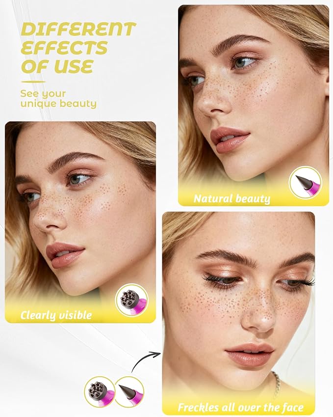 Upgrade Dual Ended 2-in-1 Faux Freckle Stamp Pen, Waterproof Fake Freckle Pen with Multi-Prong Freckles Stamp Head for Women to Easily Create Natural Long-Lasting Sunkissed Makeup
