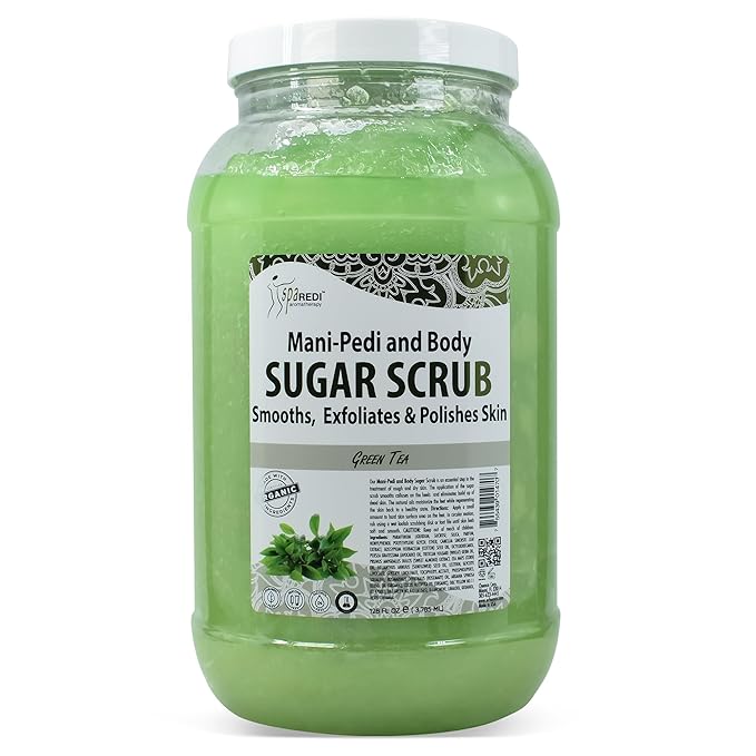 SPA REDI - Sugar Body Scrub, Green Tea, 128 Oz - Exfoliating, Moisturizing, Hydrating and Nourishing, Glow, Polish, Smooth and Fresh Skin - Body Exfoliator