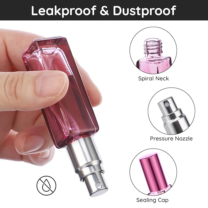 Segbeauty 10 Packs Glass Perfume Bottles - 10ML Empty Refillable Travel Atomizer, Small Spray Bottle With Fine Mist Sprayer, Portable Scent Pump for Fragrance Samples