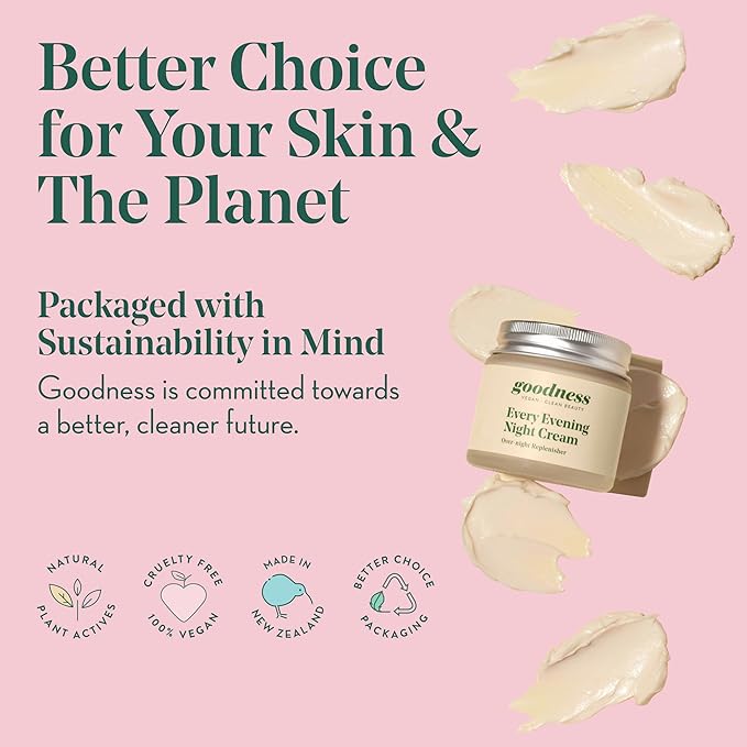 goodness Every Evening Night Cream for Face – Deep Hydration Moisturizer with Ceramides & Hyaluronic Acid – Rich Overnight Face Cream for Dry, Normal & Mature Skin
