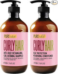 Curly Hair Shampoo and Conditioner Set - Sulfate Free and Color Safe - For Wavy, Frizzy, Fine, Black and Permed Styles - Moisturizing for Men and Women - Deep Curl Hydrating Products with Argan Oil