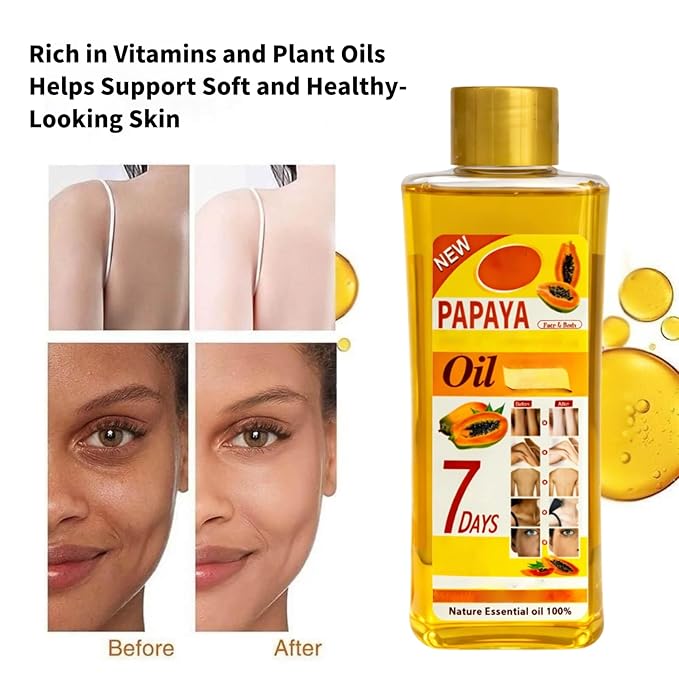 Papaya Oil for Massage and Skin Moisturizing, Lightweight Hydrating Body Oil for Dry Skin, Spa Body Care Oil with Papaya Extract, 200ml / 6.76 fl oz