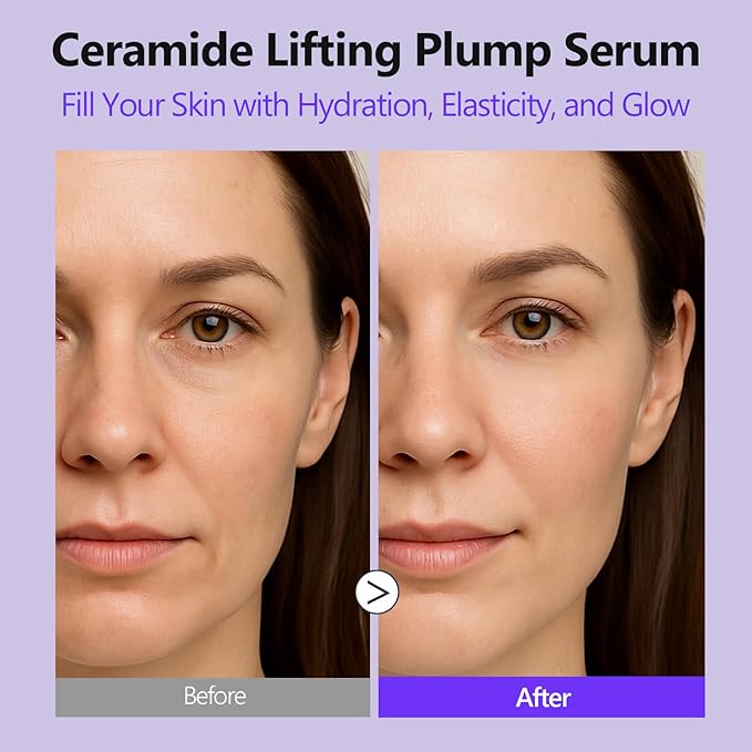 Ceramide Plumping Serum for Face 1.01 fl oz - Anti-Aging, Wrinkle Care with Volufiline & Bakuchiol, Glass Skin korean Skincare for Firming, Barrier Repair & Hydrating