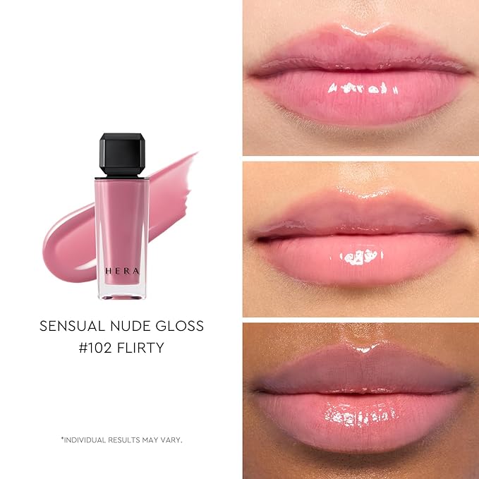 HERA Sensual Nude Lip Gloss #102 FLIRTY | Volumizing Sheer & Glossy Finish, Non-sticky, Moisturizing and Hydrating, Korean Makeup, 0.17 oz. (5g)