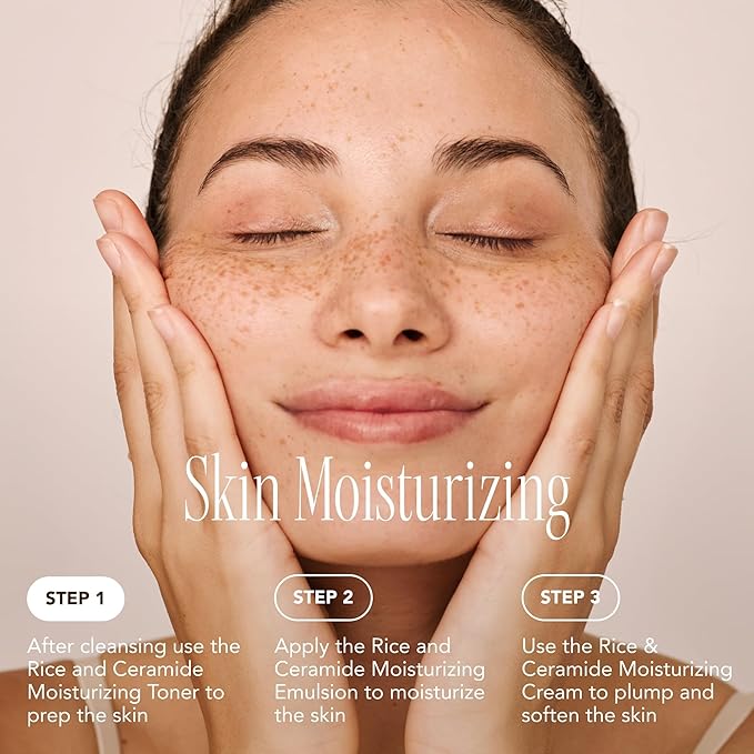 The Face Shop Rice Ceramide Moisturizing Emulsion, Hydrating with Rice Water, Targets Dryness, Strengthens Skin Barrier, Lightweight, Korean Skin Care, 5.0 fl. oz. (Pack of 2)