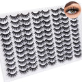 Azenlo False Eyelashes 48 Pairs Faux Mink Lashes 12-16mm Wispy Lashes 3D Fluffy Cat Eye Lashes Pack Bulk Wholesale Strip Lashes(style 48-032)