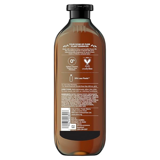 Herbal Essences Pure Grapeseed Color Nurture Sulfate Free Shampoo, 13.5 fl oz, Hair Protection and Color Nourishment