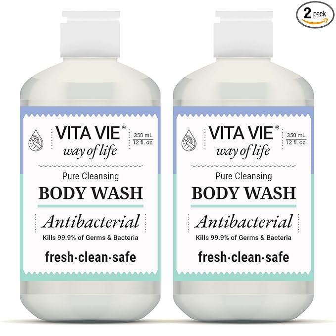 Body Wash, Lemon Scent, Antibacterial Soap for Hands and Forearms With Hazel, Willow Bark Extract, and Tea Tree Oil, Clean Nourishing Formula, Vegan, Paraben Free, Non GMO, 12 FL Oz, 2 Pack