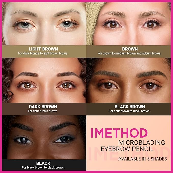 iMethod Microblading Eyebrow Pencil - Brow Pencil 2-in-1 Dual-Ended Eyebrow Pen with 3-Prong Micro-Fork-Tip Applicator and Precise Brush-Tip Create Natural-Looking Brows, Stay on All Day, Light Brown