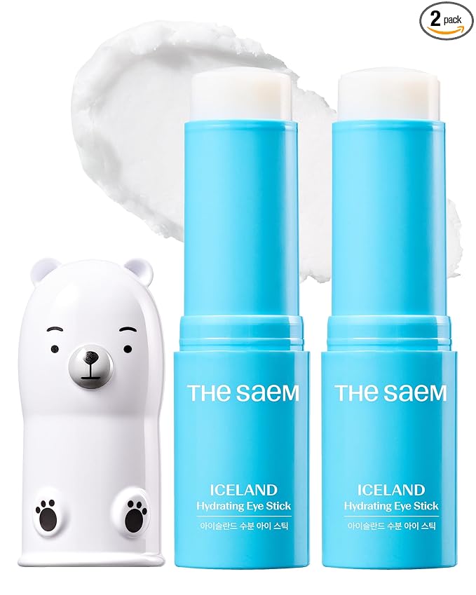 THESAEM Iceland Hydrating Eye Stick - Cooling Balm - Dark Circles & Puffiness – Under Eye Treatment - Reduce Wrinkles and Moisturizing - Minimize Dark & Puffy Eyes - Aqua Scent, 0.38 oz 2 Pack