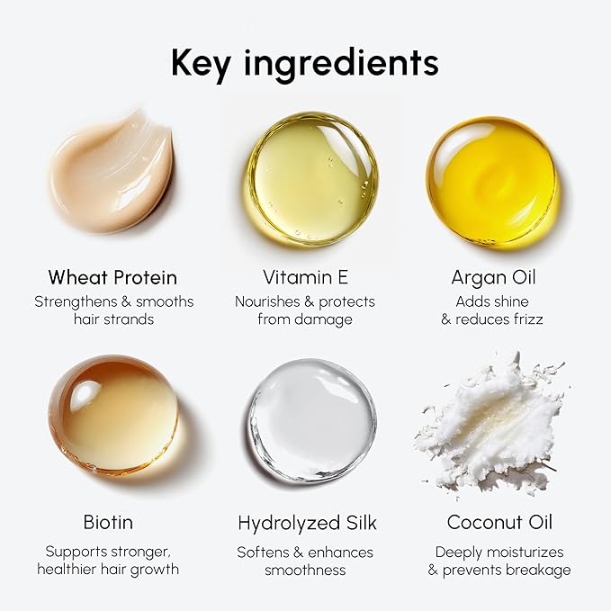 MAREE Hair Oil for Frizzy Hair with Argan Oil, Keratin & Biotin 3 PACK – Hair Serum for Dry and Curly Hair Gloss – Frizz Control Hair Care Products for Women – Aceite Para el Cabello