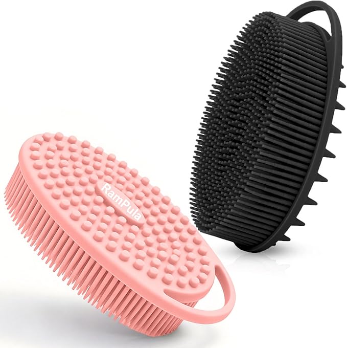 Silicone Body Scrubber - Dual-Sided Silicone Loofah for Use in Shower, Dry Brushing Body Brush Glove Exfoliating Body Scrubber Loofah Brush Easy-to-Clean for Sensitive Kids Women Men All Kinds of Skin