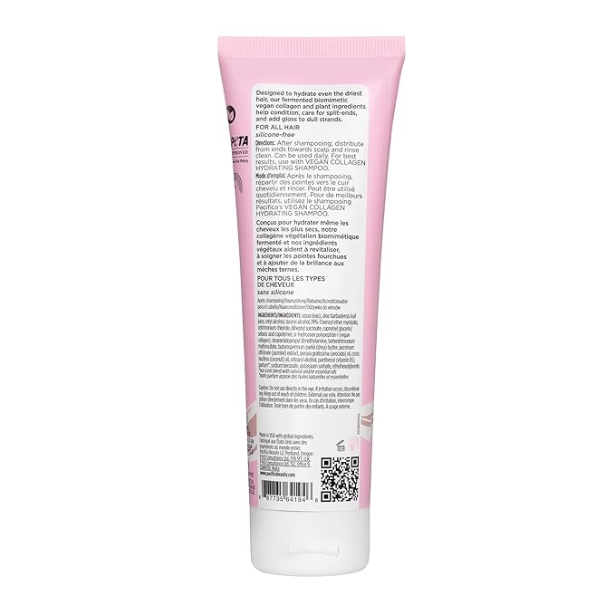 Pacifica Beauty, Vegan Collagen Hydrating Conditioner, Avocado Oil, Vitamin B5, Soften, Restore Shine, Address Split Ends, For Dry & Damaged Hair, Add Shine, Moisture, Sulfate & Silicone Free, Vegan