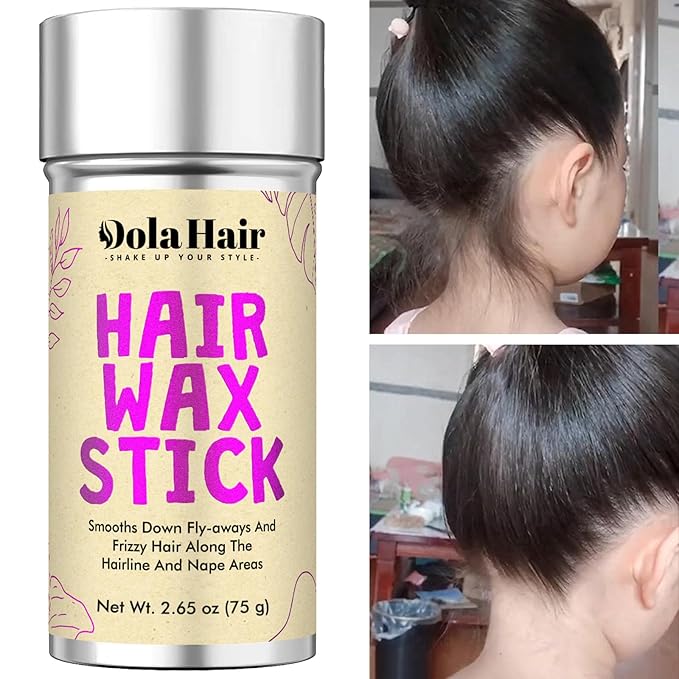 Dolahair Portable Travel Hair Wax Stick - Slick Hair Pomade with Smoothing Brush for Women, Kids & Girls' Hair Styling