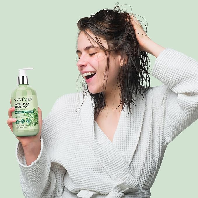 Svvimer Rosemary Hair Thickening Shampoo: Thickening and Strengthening Formula for Men & Women - Volumizing Shampoo with Tea Tree Oil Biotin Mint - For Thinning Fine Hair 11.8 Fl Oz (Pack of 2)