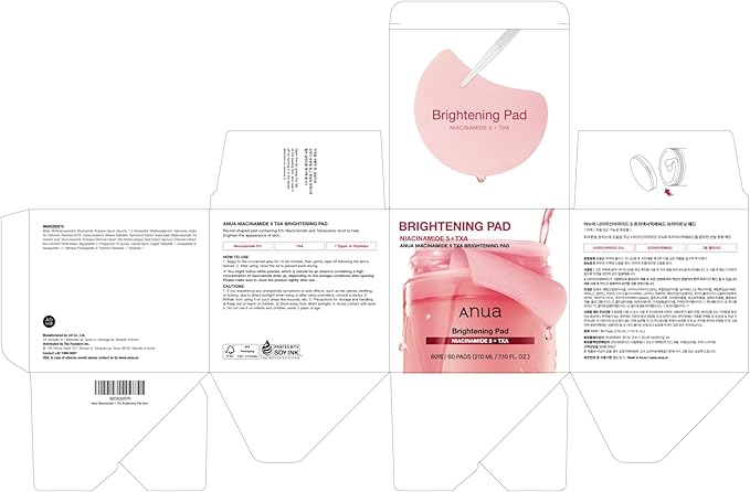 Anua Niacinamide 5 TXA Toner Pads, Under Eye Brightener with Tranexamic Acid & Peptides, dark spot corrector for Hyperpigmentation, korean skin care, 60 Pads