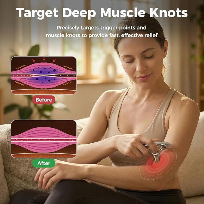 Ranarose Trigger Point Massage Tool for Deep Tissue – 6 in 1 Metal Scraper Tool, Fascia Massage Tool for Body Pain Relief, Myofascial Relief, Gua Sha, Thumb Saver & Acupressure Tool