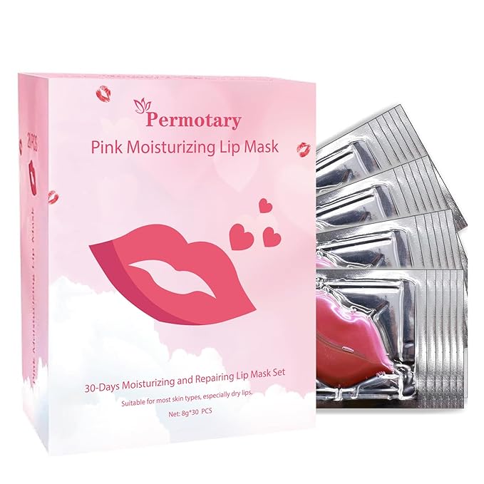 30 PCS Collagen Lip Mask Crystal Lip Care Gel Pads for Moisturizing & Reducing Chapped, Smoothing Fine Lines-Mouth Patches for Firms & Hydrate and Plump