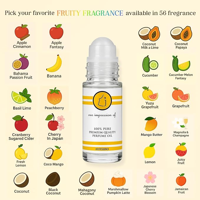 Just Essence Strawberry Roll On Fregrance Perfume Oil for Perfume Making, Personal Body Oil, Soap, Lotion, Candle Making & Incense | Premium Quality Undiluted & Alcohol Free | 1 Fl Oz