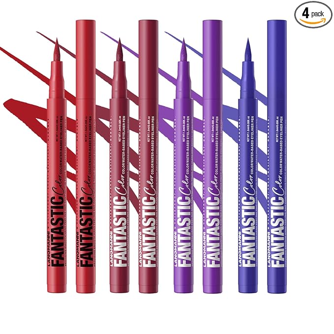 LANGMANNI 4 Colors Matte Liquid Eyeliner Set, Neon Colorful Pigmented With Long-lasting, Smudgeproof & Waterproof Eye Liner Makeup for Bold & Stunning Looks - Gift for Girls(5+6+7+8)