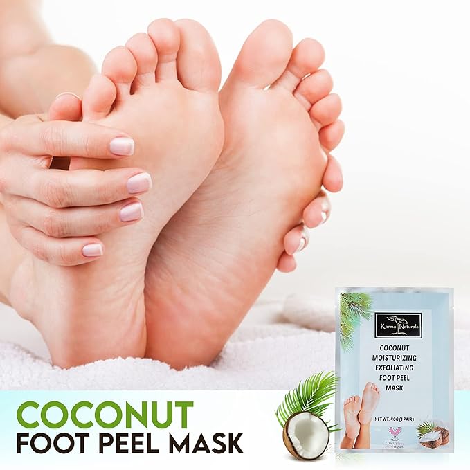 karma organic Feet Peeling Masks for Dry Cracked Feet, Remove Dead Skin & Calluses - Removes & Repairs Rough Heels, Dry Toe Skin (Pack of 2)